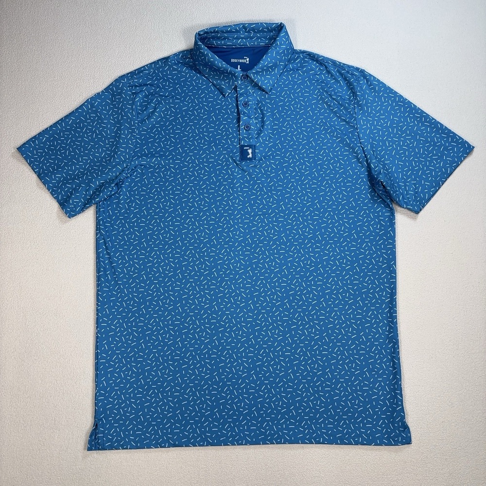 Bogey Bros Golf Polo Men's L Blue Geometric Stretch Performance Shirt
